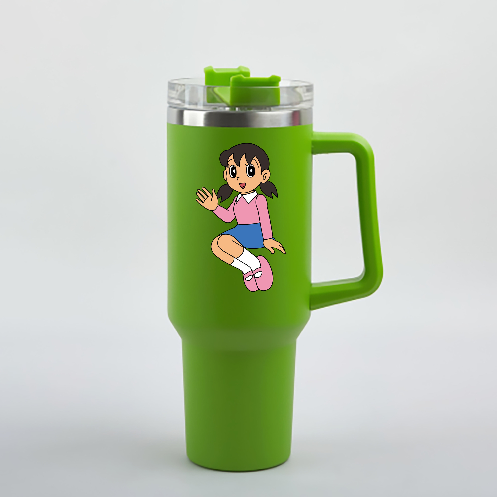 （画像用） ドラえもん みなもと しずか Doraemon Shizuka Minamoto 1200mL車用タンブラー - クリスタルステッカー（プラスチックストロー付き）